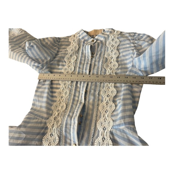 Keepsake The Label Blue Stripe Bow Balloon Sleeve Mini Dress XS - Picture 12 of 15